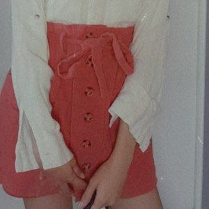 Straight Skirt with Belt and Front Pockets